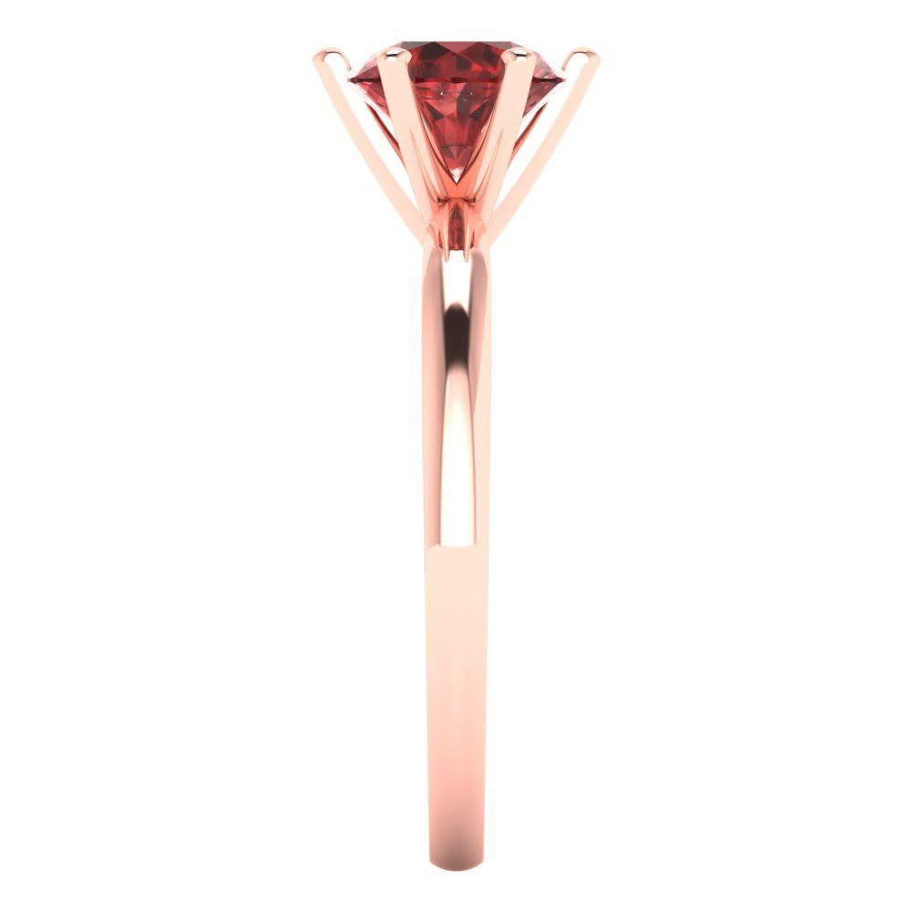 1.0 ct Natural Garnet Solitaire Engagement Ring - 14k Rose Gold Round Cut Bridal Ring for Women | Anniversary, Wedding, Proposal Jewelry Gift