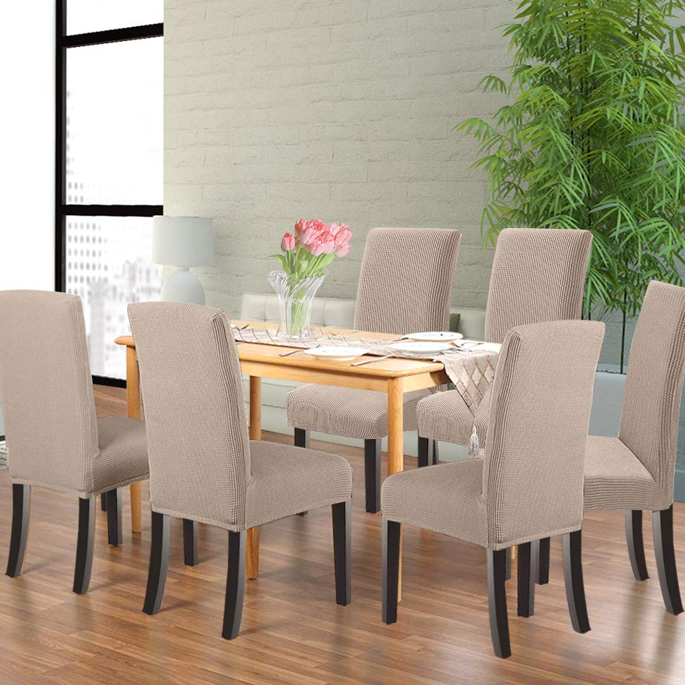 Northern Brothers Stretch Dining Chair Slipcovers - Set of 8 Khaki Parsons Chair Covers for Dining Room Furniture Protection | Perfect for Home Decor, Kitchen, Restaurant & Office Use