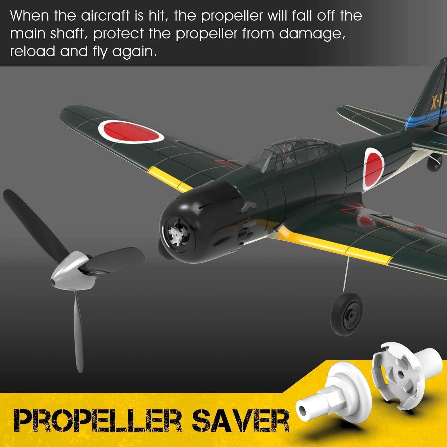 VOLANTEXRC A6M Zero WWII RC Airplane for Beginners - 4CH 2.4Ghz Remote Control Plane with Aileron, Xpilot Self-Righting & One Key Aerobatic - Perfect Gift for Adults & RC Enthusiasts (761-15 RTF) - Great for Outdoor Flying, Backyard Practice & Aerial Stunt Shows