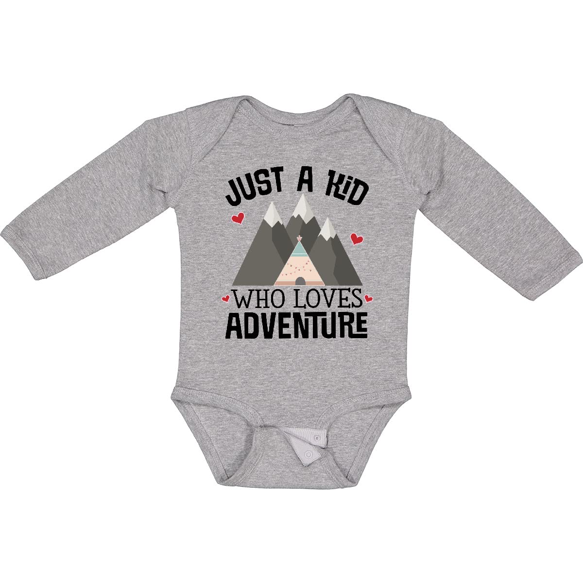 Inktastic Just a Kid Who Loves Adventure Long Sleeve Baby Bodysuit - Soft & Comfortable Infant Romper for Playtime, Outdoor Adventures & Casual Wear