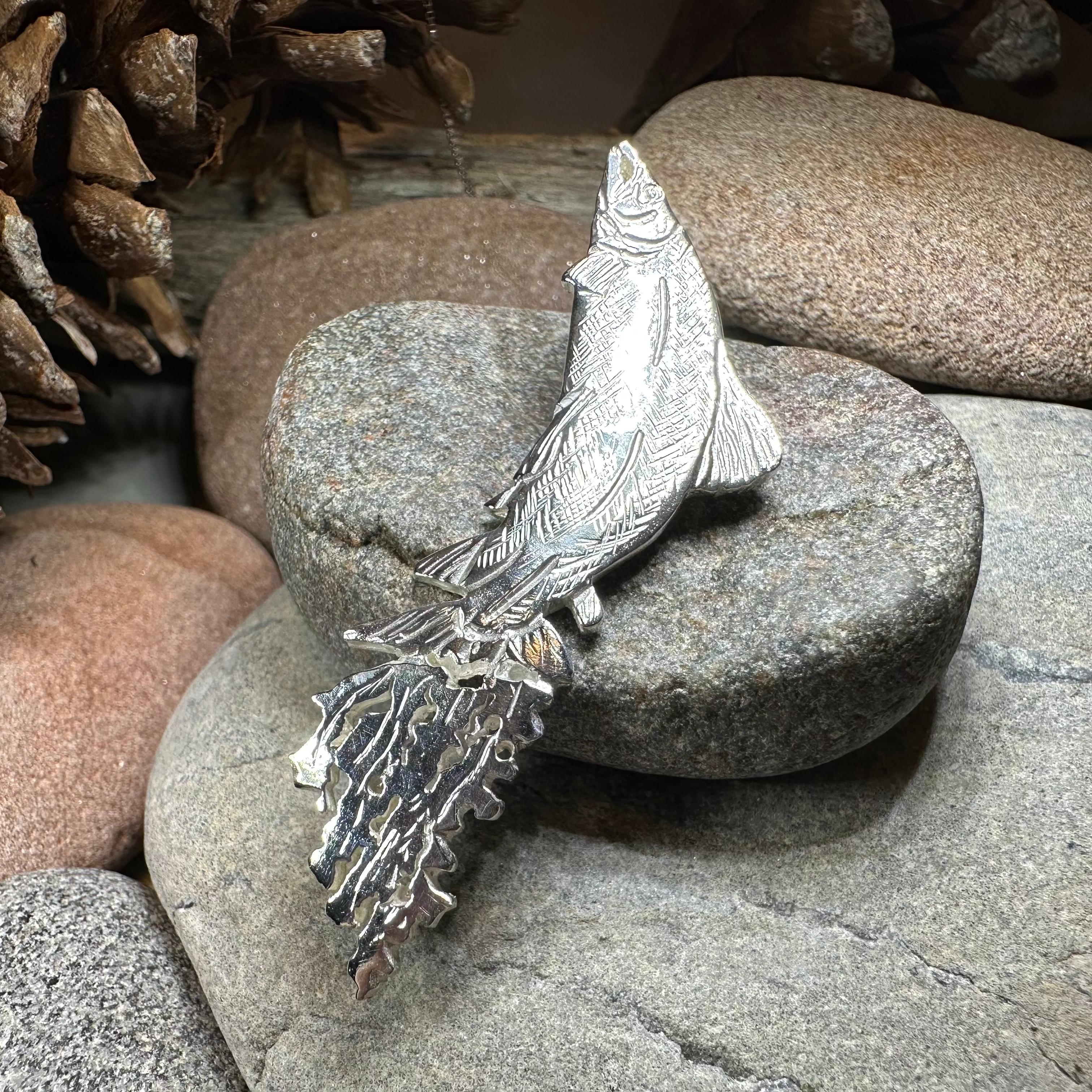 Handmade Irish Salmon of Knowledge Pendant Necklace - Celtic Jewelry for Women, Men - Perfect for St. Patrick's Day, Irish Pride & Unique Gifts