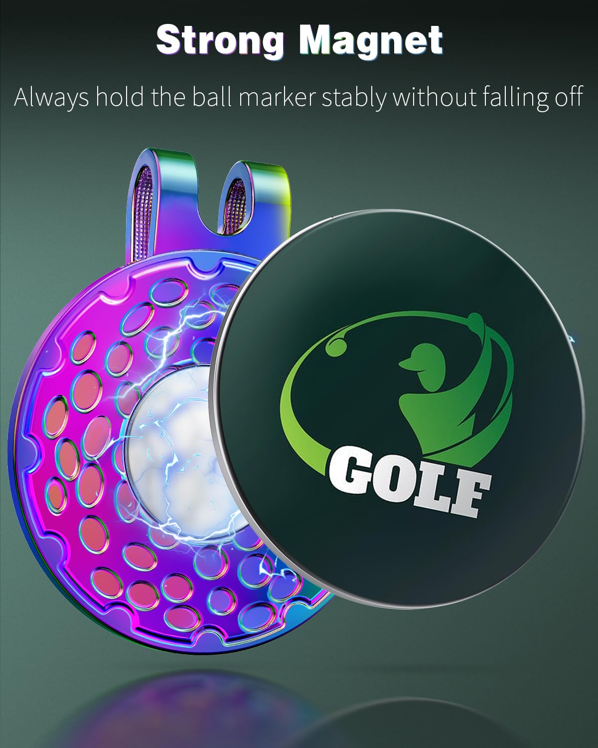 GreenHaven Magnetic Golf Ball Marker Holder - Nickel-Plated Alloy Clip for Hats, Caps, Pants, Gloves & Bags | Secure Metal Golf Accessory (Ball Marker Not Included) | Perfect for Golf Course, Driving Range & Tournament Play