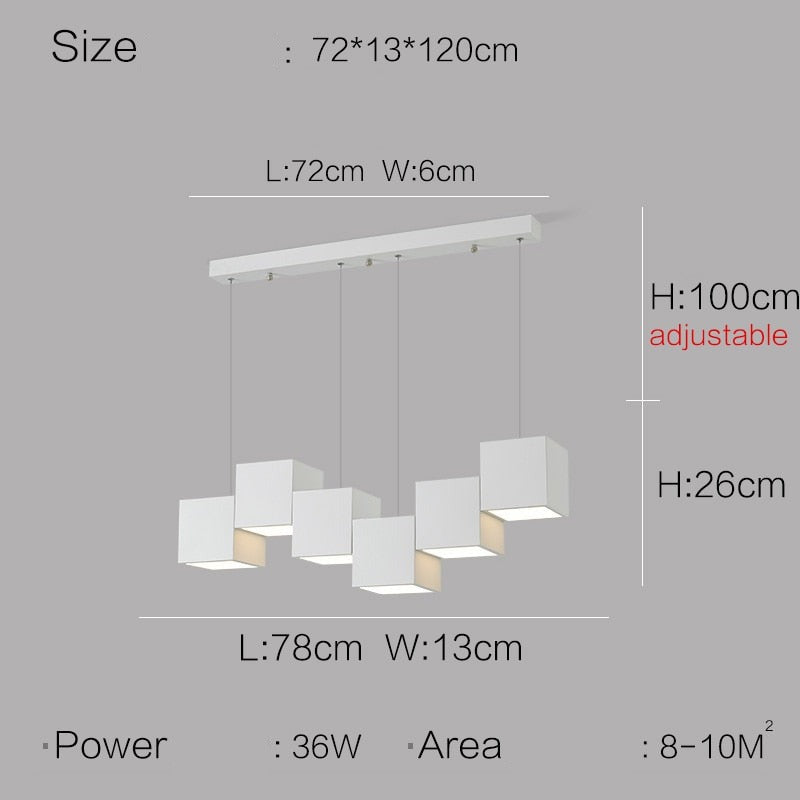 Modern Square Blocks Pendant Light - Geometric Hanging Chandelier for Kitchen Island, Dining Room & Living Room Decor