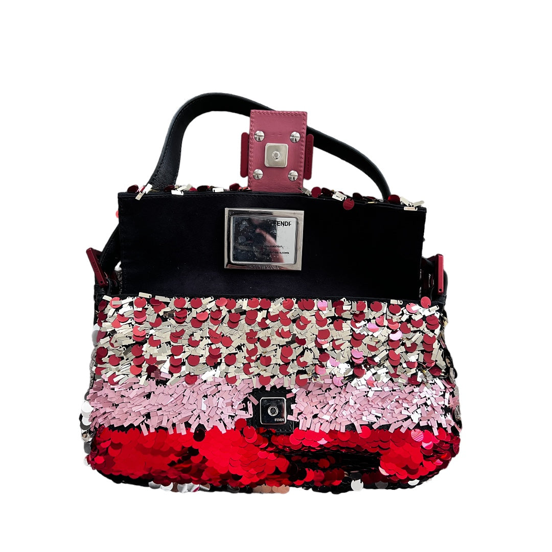 Fendi Berry Sequin Baguette Handbag 2016 Fall Collection - Elegant Evening Clutch for Parties, Weddings & Special Occasions