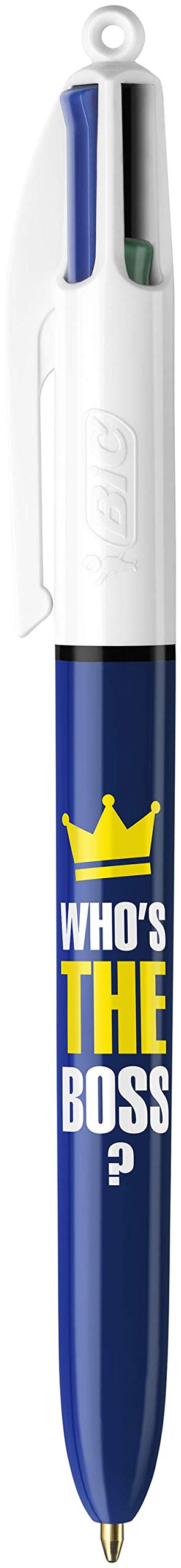 Bic 4-Color Ballpoint Pens - Medium Point 1mm (12-Pack) - Who's The Boss Design - Perfect for Office, School & Note Taking