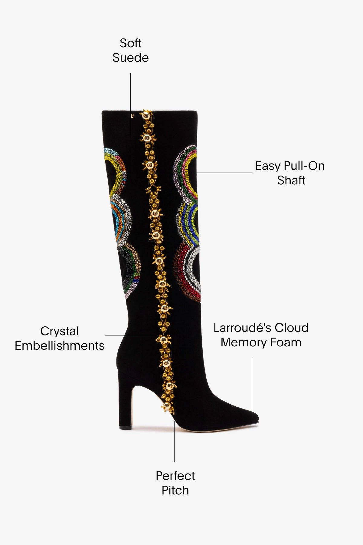 Larroudé x Libertine Sonia Crystal Boots - Stylish Women's Knee-High Boots for Party, Night Out & Special Occasions