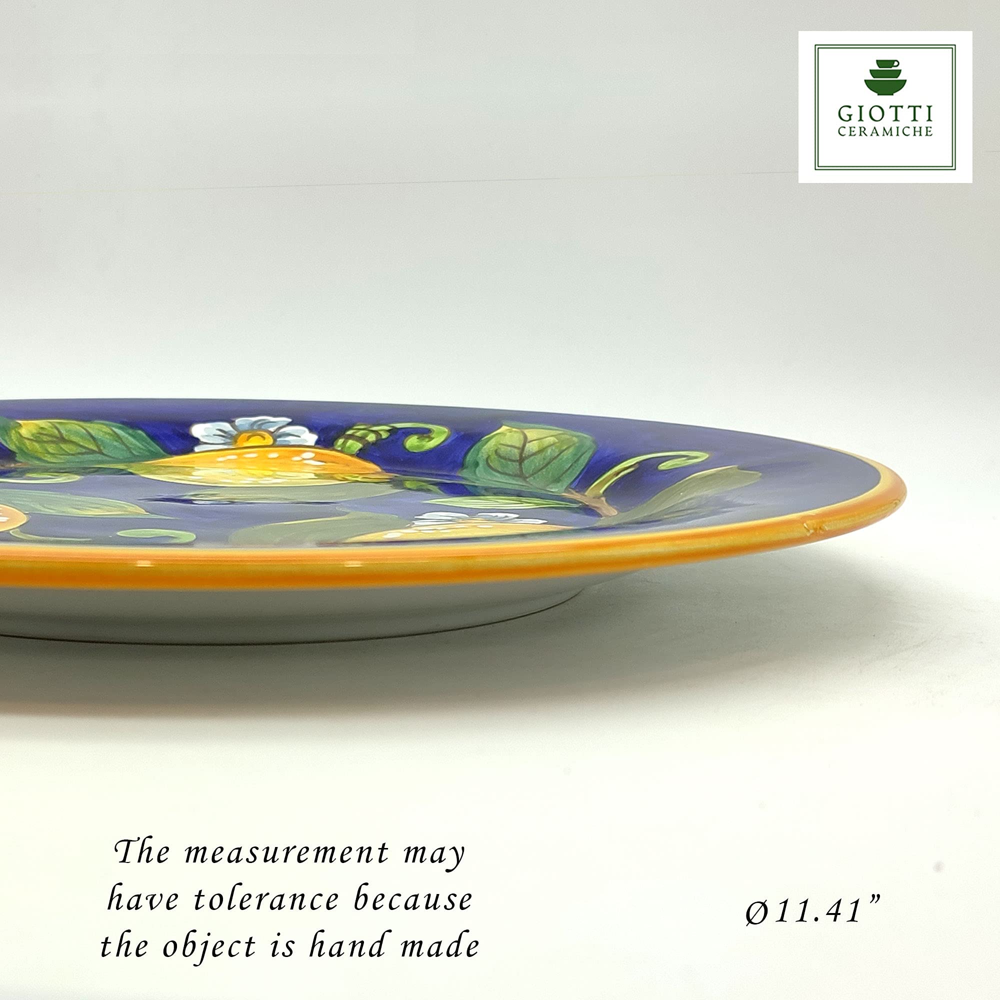 Italian Ceramic Dinnerware Set for 4 - Hand Painted Tuscan Pottery Plates, Bowls & Mugs - Blue Lemon Design - Authentic Made in Italy Home Decor - Perfect for Family Dinners, Entertaining Guests & Kitchen Decor
