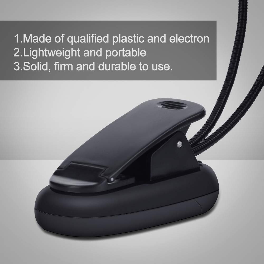 ASHATA LED Music Stand Light with Double Adjustable Arms - Clip On Piano & Book Reading Lamp (8 Beads) - Perfect for Musicians, Students & Night Readers