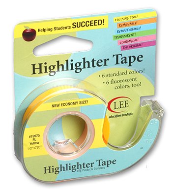 Bright Yellow Fluorescent Highlighter Tape - 0.5 Inch x 720 Inches - Ideal for Office, School, Books & Document Marking