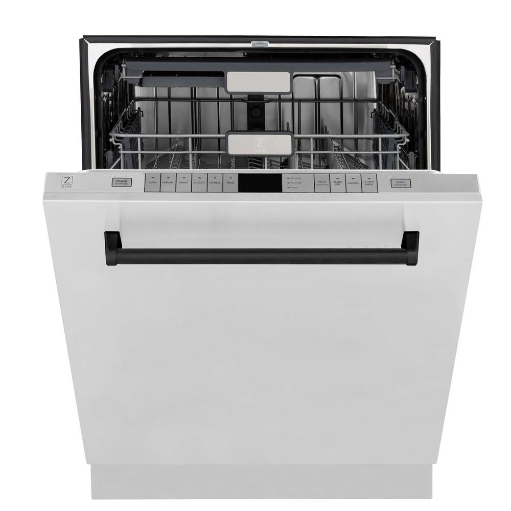 ZLINE Autograph Edition 30-inch Dual Fuel Range with Stainless Steel & Matte Black Accents - Complete Kitchen Package Includes Range Hood & 24-inch Dishwasher - Perfect for Modern Kitchens & Home Renovations