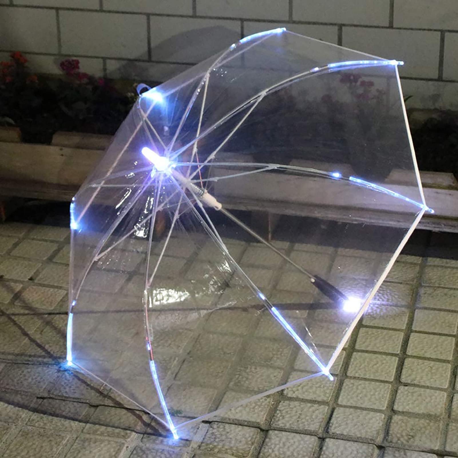 Colorful LED Light Travel Umbrella - Windproof Waterproof Golf Umbrella with Built-in Flashlight for Night Protection | Perfect for Travel, Camping, Night Walking & Outdoor Activities