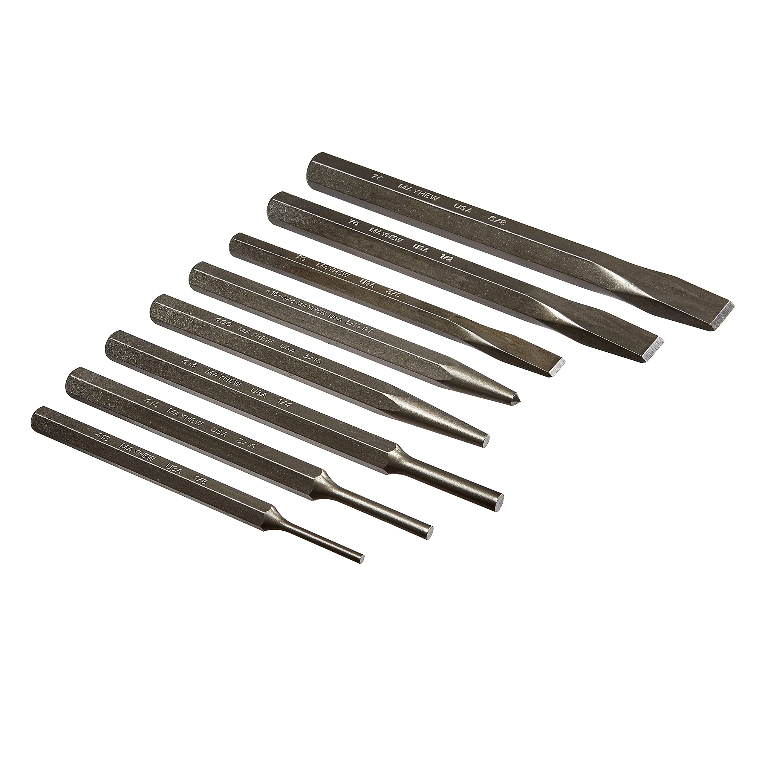 Mayhew 8-Piece Punch & Chisel Set - Blast Finish for Metalworking & DIY
