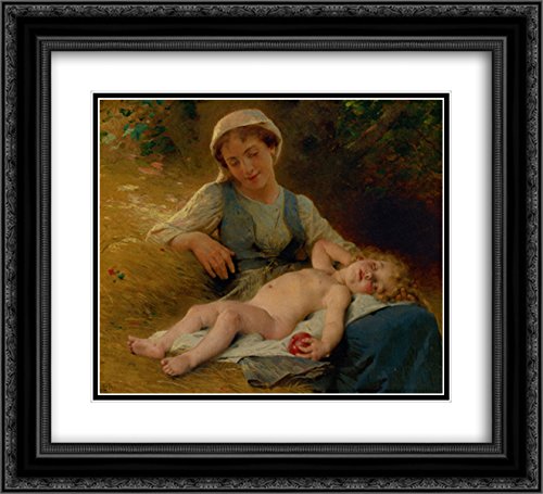 Leon Bazile Perrault Museum Art Print - 22x20 Black Ornate Framed Double Matted Wall Decor for Living Room, Bedroom & Office | Fast Asleep Painting