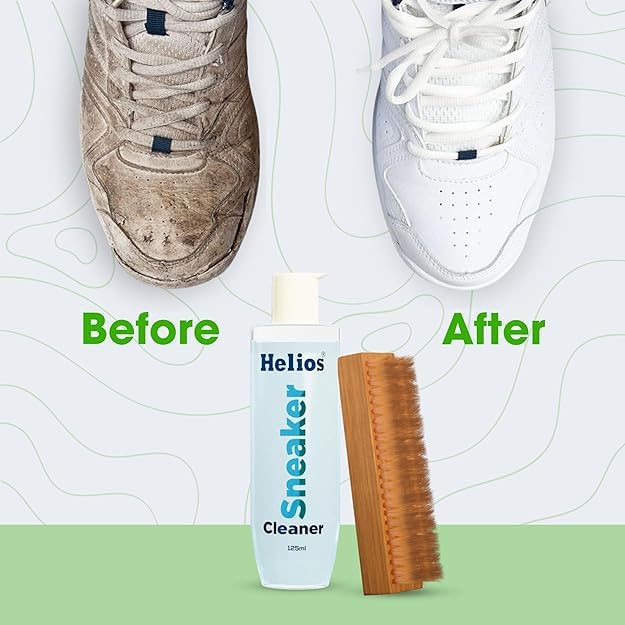 Helios Super Sneaker Cleaner Kit 125ml - All-Purpose Shoe Cleaning Solution with Brush for Nubuck, Leather & Sports Shoes | Perfect for Sneakerheads, Gym & Outdoor Activities