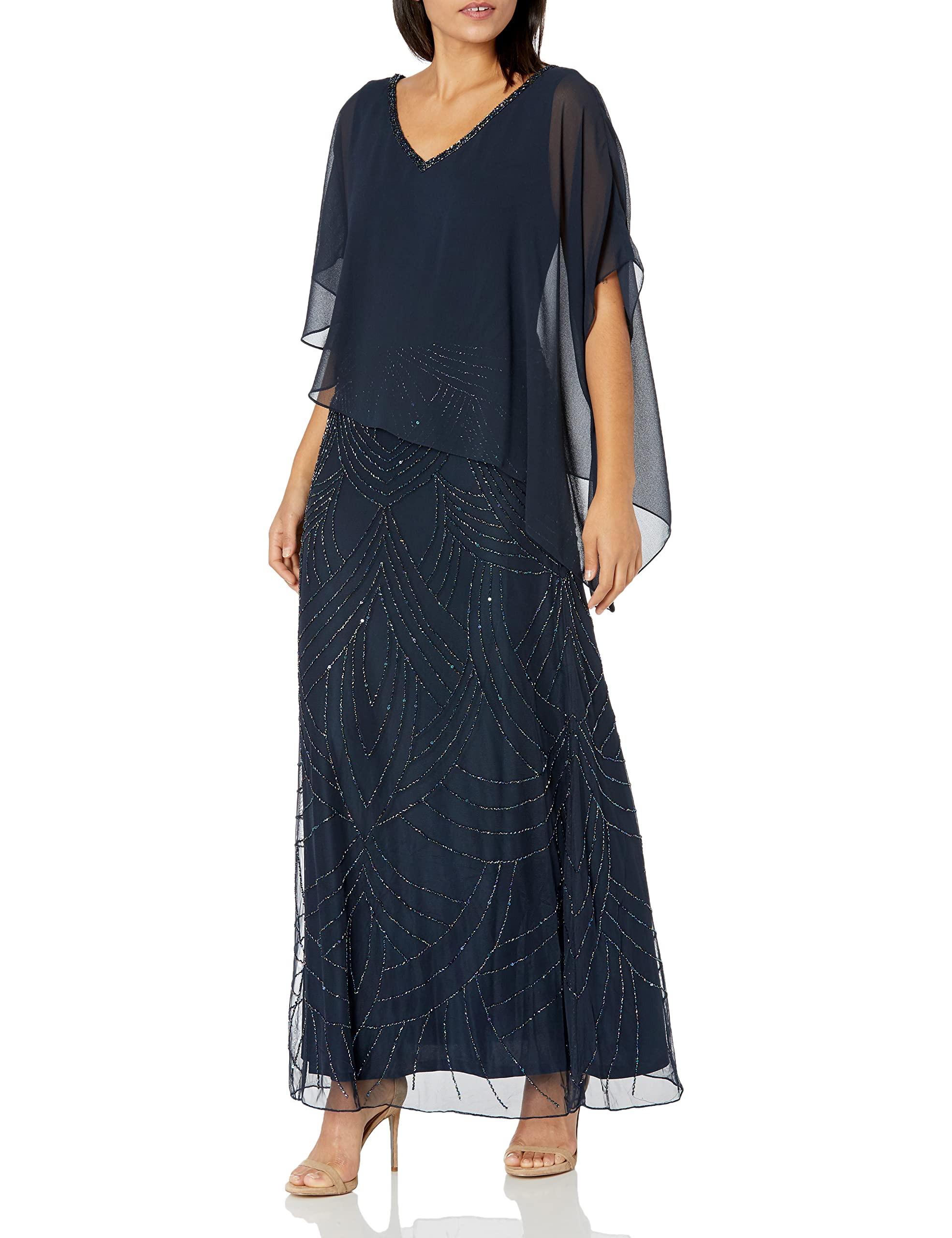 J Kara Women's Beaded Hem Pop Over Blouse - Flowy Petite Tunic Top for Casual Wear, Office Outfits & Special Occasions