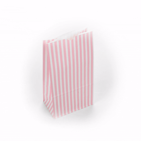 Pink and White Striped Paper Bags - 6 lbs Capacity, 6 x 3.5 x 10.75 Inches - Pack of 100 - Perfect for Party Favors, Gift Packaging, and Retail Shopping Bags