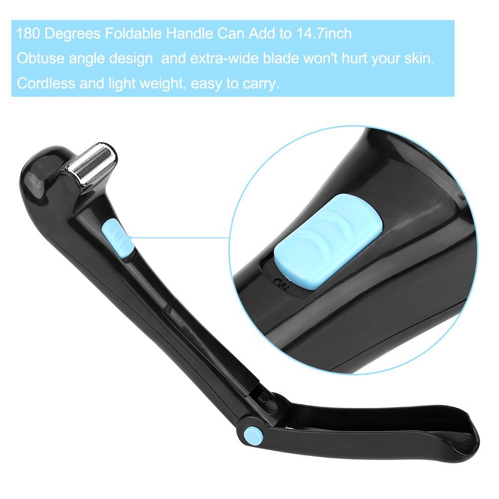 Electric Back Hair Shaver for Men - 14.7 Inch Foldable Handle, Battery Powered (Batteries Not Included) - Painless Body Groomer for DIY Hair Removal - Perfect for Back, Shoulders & Body Grooming at Home