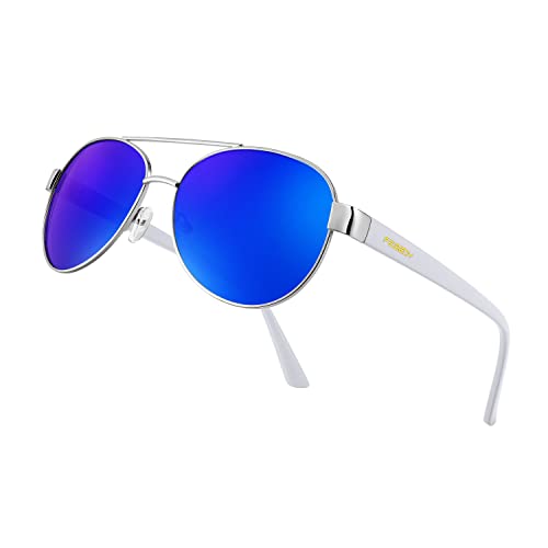 004 Sliver Frame/Blue Mirror Lenses