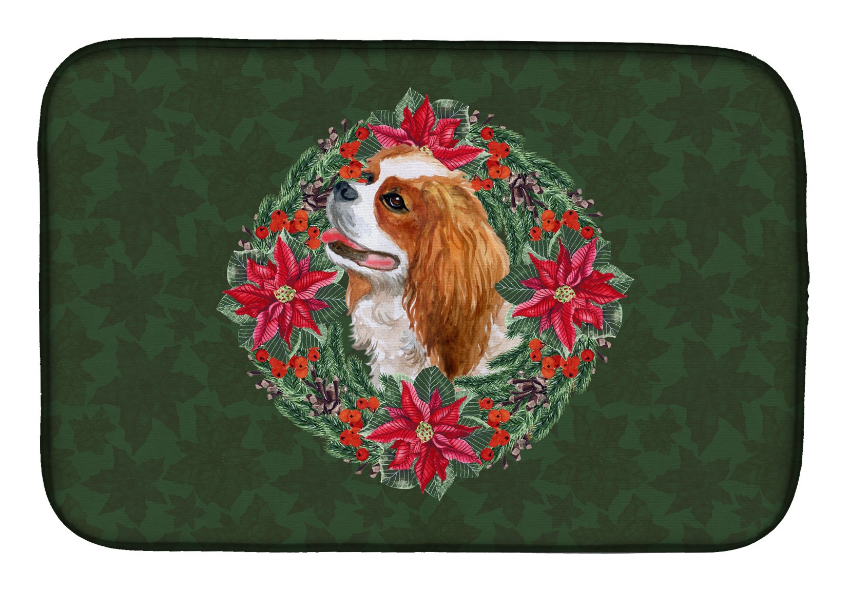 Cavalier Spaniel Dish Drying Mat - Absorbent Kitchen Counter Mat for Dishes, 14x21