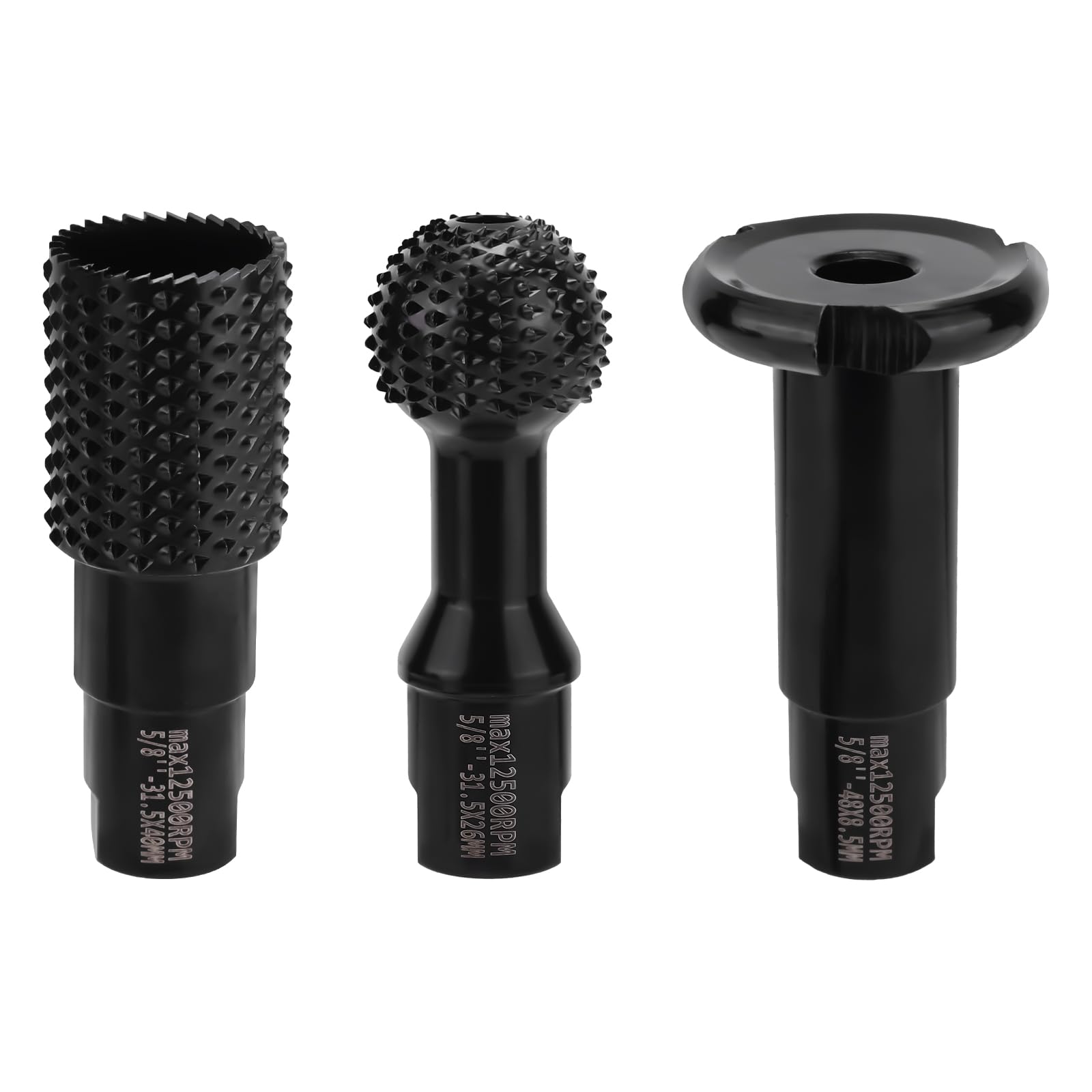 3PCS Woodworking Rotary Burr Set - 5/8-11 Thread Power Carving Bits for Angle Grinder (4.5
