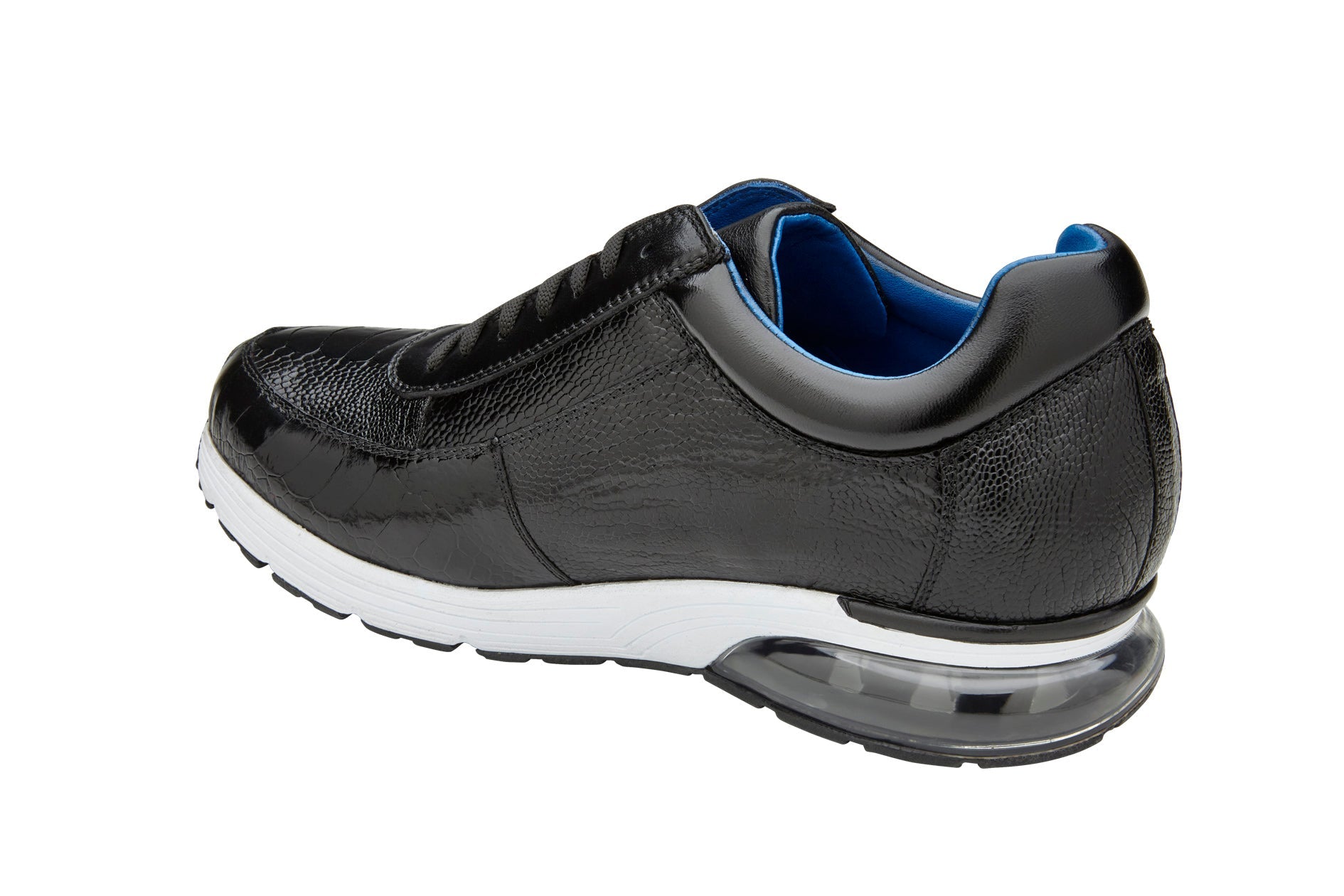 Belvedere Todd Genuine Ostrich Leather Sneakers for Men - Black (E02) | Comfortable Casual Shoes for Walking, Office & Daily Wear