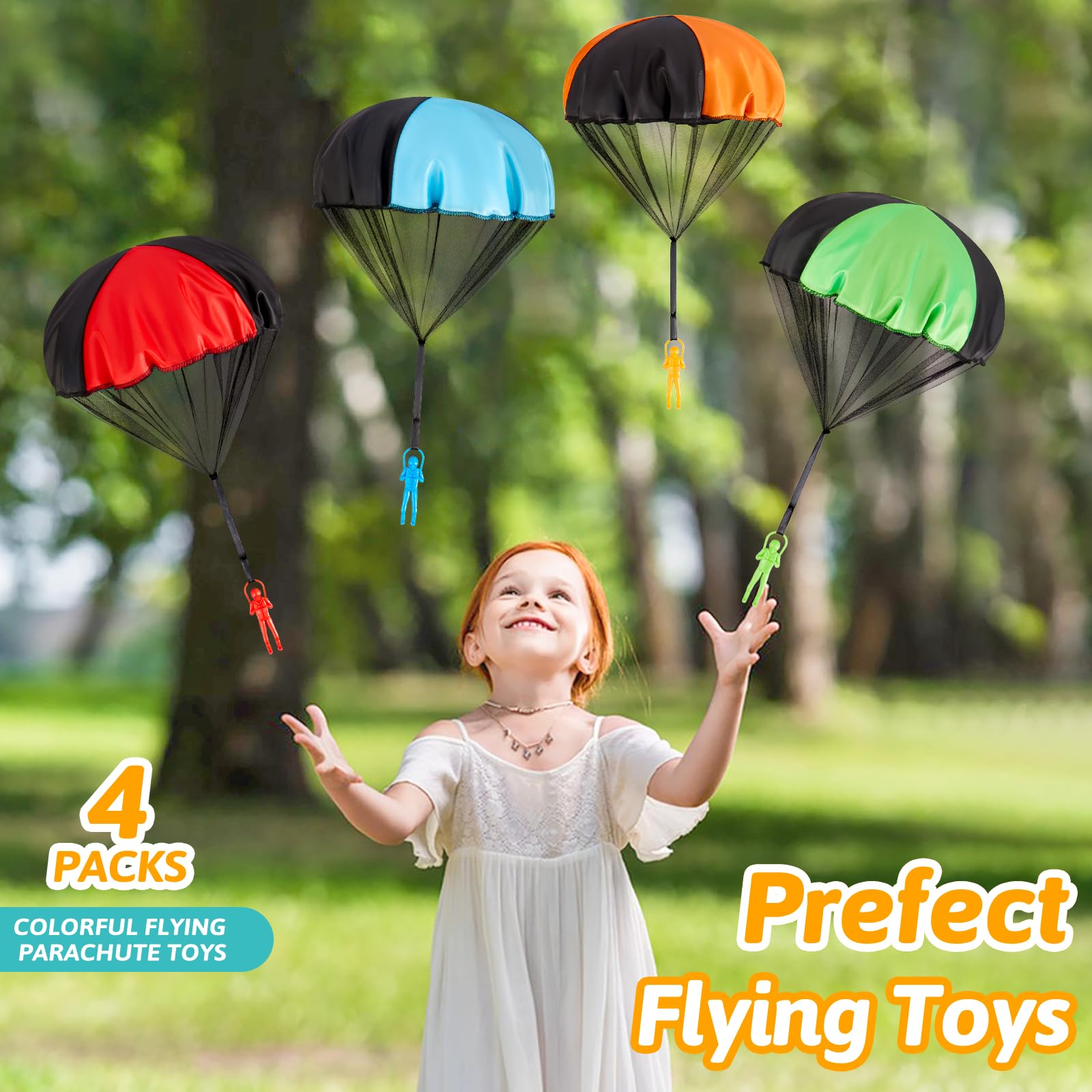 Best Parachute Toys for Kids - 4 Pack Easter Egg Fillers & Outdoor Flying Toys - Fun Birthday Gifts for Boys & Girls Ages 3-12 - Cool STEM Toys for Toddlers & Teens - Perfect for Easter, Birthday Parties & Outdoor Play