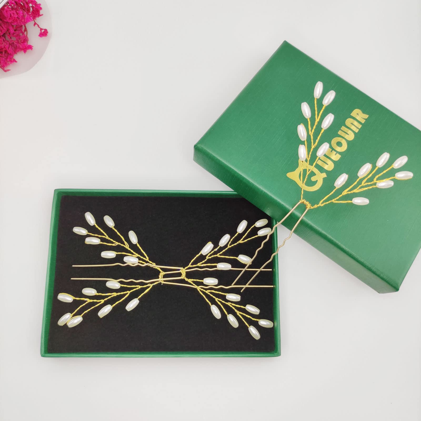 Bridal Hair Pins for Wedding - QUEOUNR H23 Hair Accessories for Women & Girls - Perfect for Brides & Special Occasions