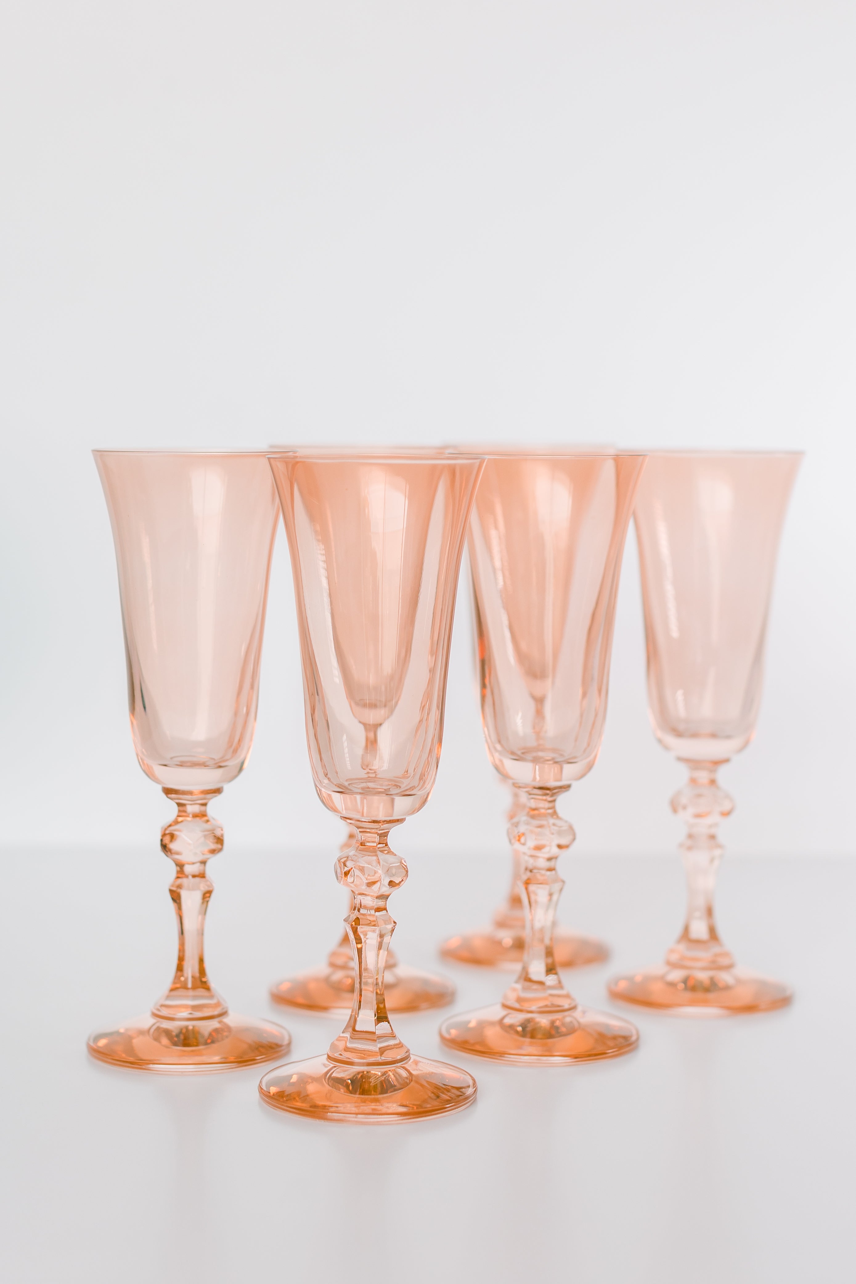 Estelle Colored Regal Flute Champagne Glasses - Set of 6 (Blush Pink) - Perfect for Weddings, Bridal Showers & Elegant Dinner Parties
