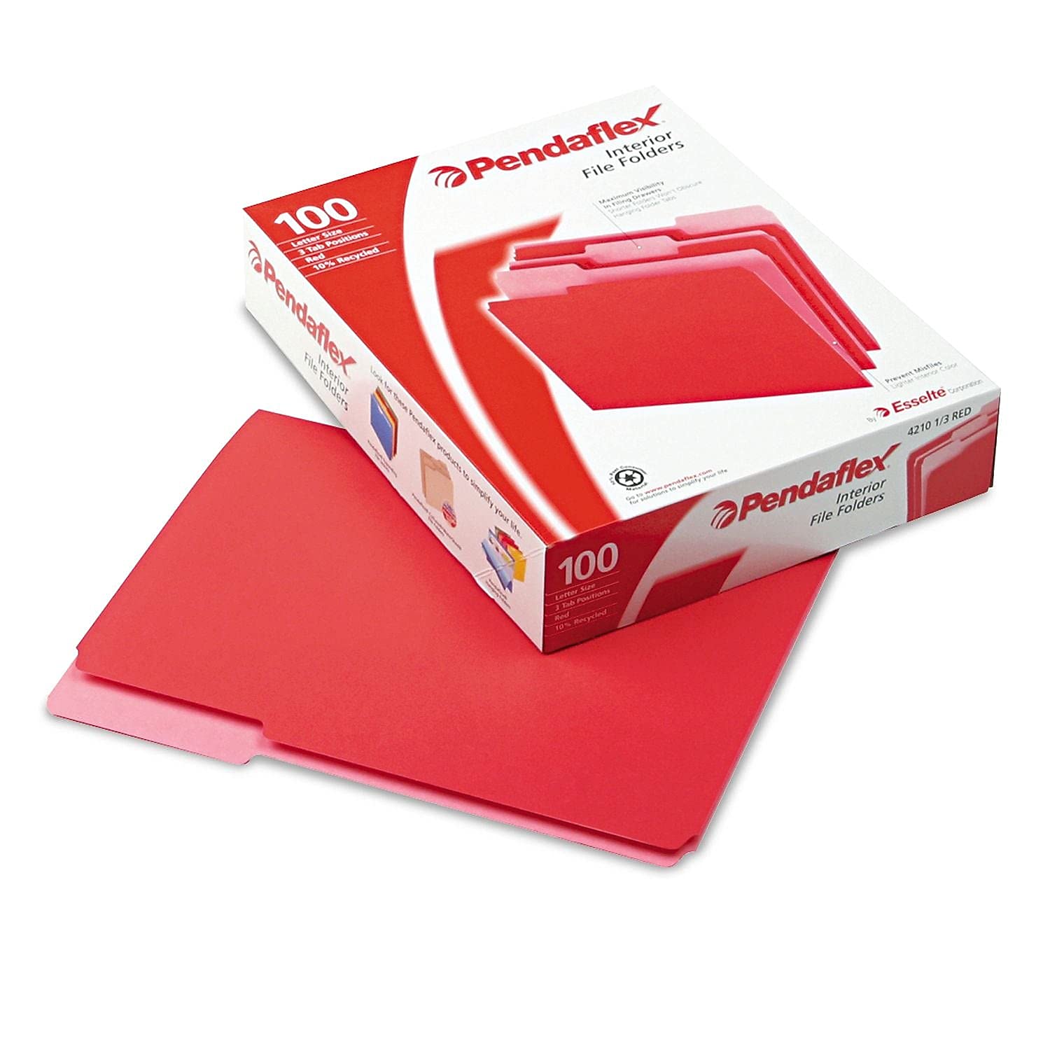 Pendaflex Interior File Folders - Letter Size, Red, 25-Pack - Perfect for Office, School, and Home Organization