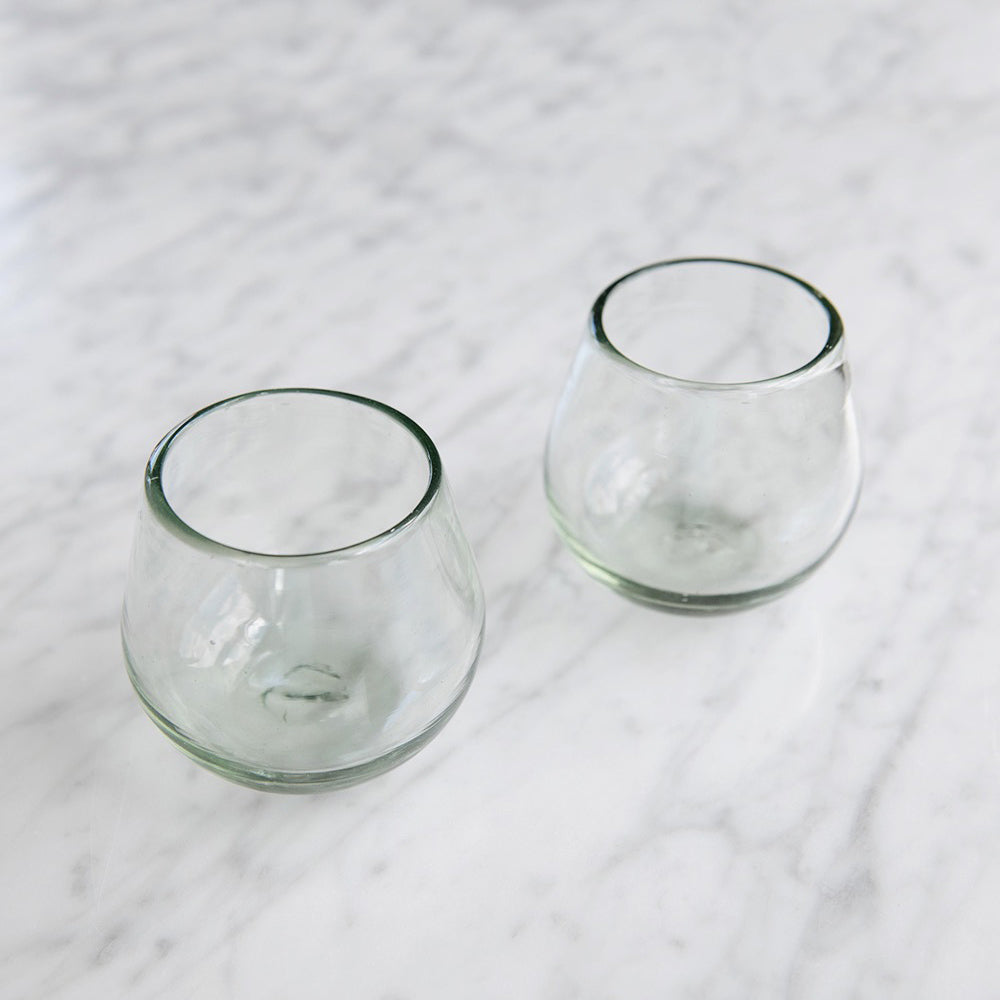 Eco-Friendly Shorty Recycled Glass Cups - Set of 4 for Cocktails, Juice & Smoothies - Perfect for Home Bars, Parties & Sustainable Living