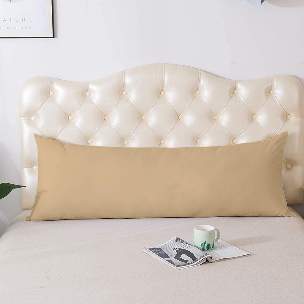 Premium 100% Natural Cotton Body Pillow Cover - 20x72 Inches, Taupe, 600 Thread Count with Zipper Closure - Soft & Breathable for Comfortable Sleep, Maternity Support, and Home Decor