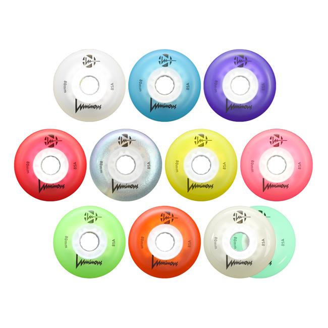 Luminous LED Inline Wheels 76mm 85a 4pk - Bright Glowing Skate Wheels for Night Skating, Rollerblading, and Outdoor Sports Activities