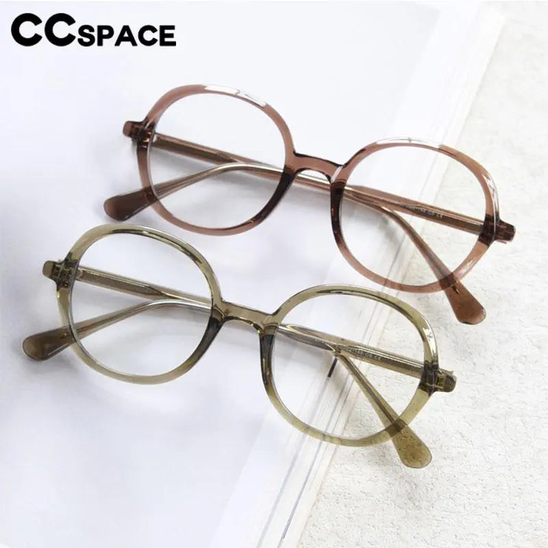 CCspace Unisex Full Rim Large Round TR90 Titanium Eyeglasses Frame 56945 - Lightweight & Durable Glasses for Work, Reading & Fashion