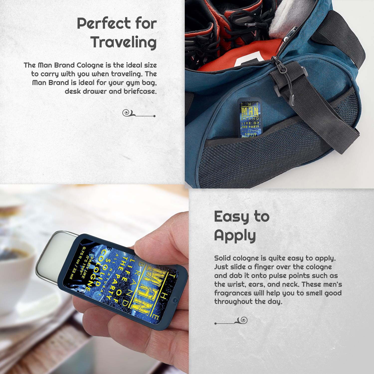 Life of the Party Solid Cologne for Men - Natural & Travel-Sized Wax Cologne (3/4 oz) | Fresh Cool Water Scent | Perfect for Daily Use, Gym, Travel & Gifts