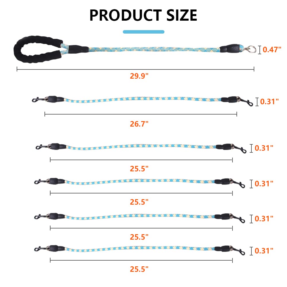 **5-in-1 Reflective Dog Leash Set – Tangle-Free 360° Swivel, Comfortable & Durable for Large, Medium & Small Dogs (Blue) – Perfect for Multi-Dog Walks, Training & Outdoor Adventures**