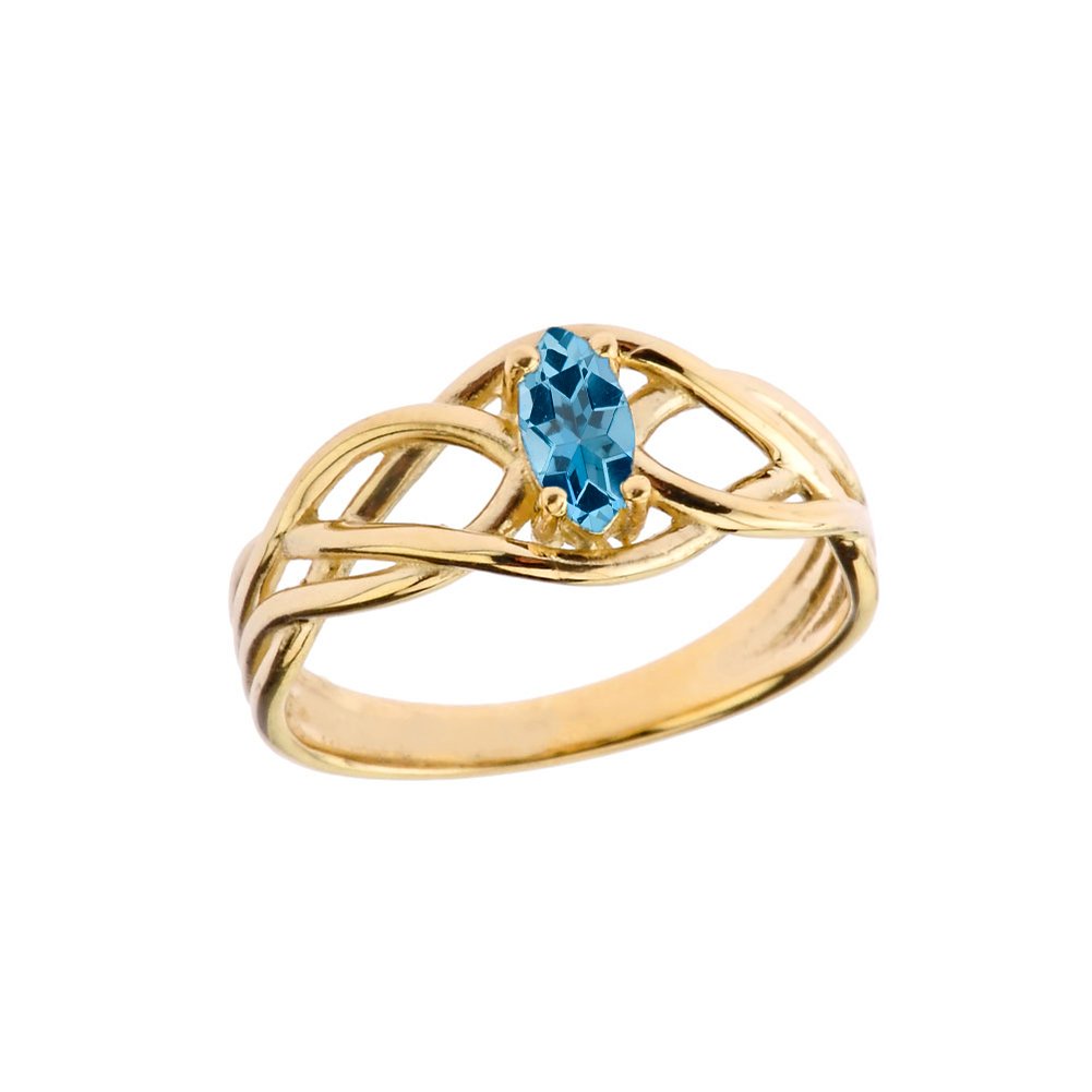 10K Yellow Gold December Birthstone Celtic Knot Engagement Ring & Promise Ring for Women - Size 9.25 - Perfect for Anniversary Gifts, Christmas Presents & Special Occasions