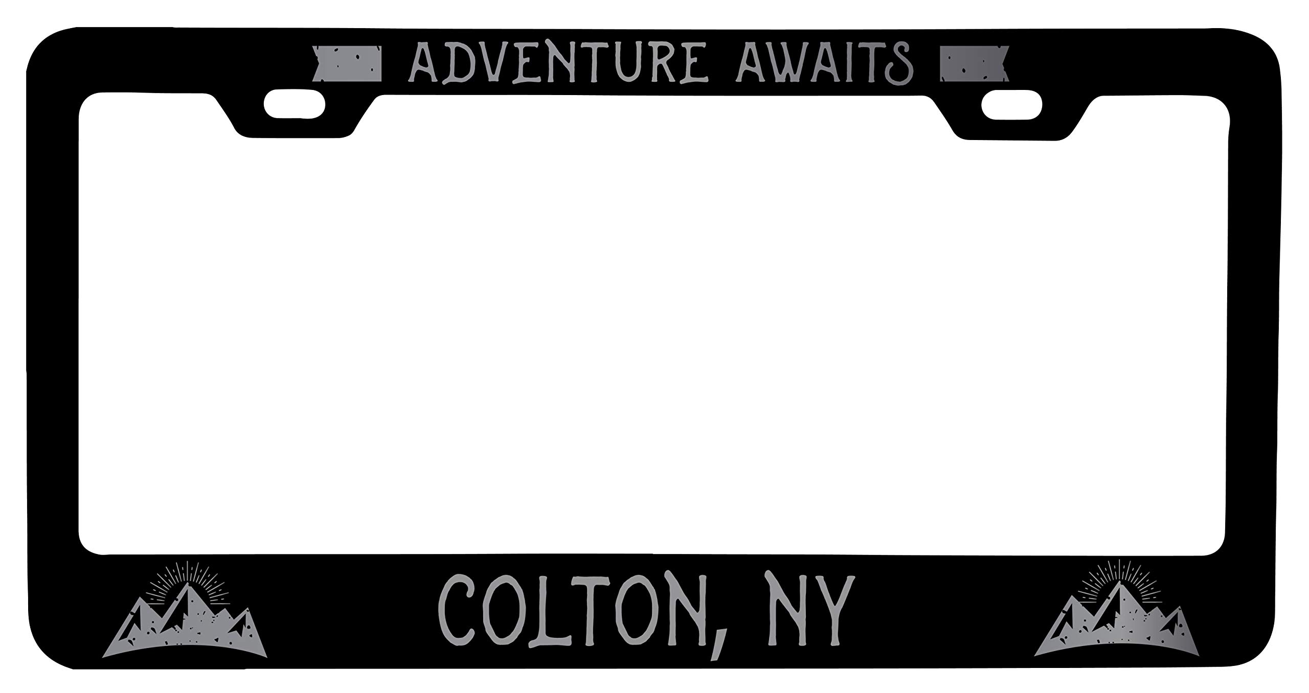 Colton New York Laser Etched Vanity Black Metal License Plate Frame - Custom Car Accessory for Personalization & Style Enhancement