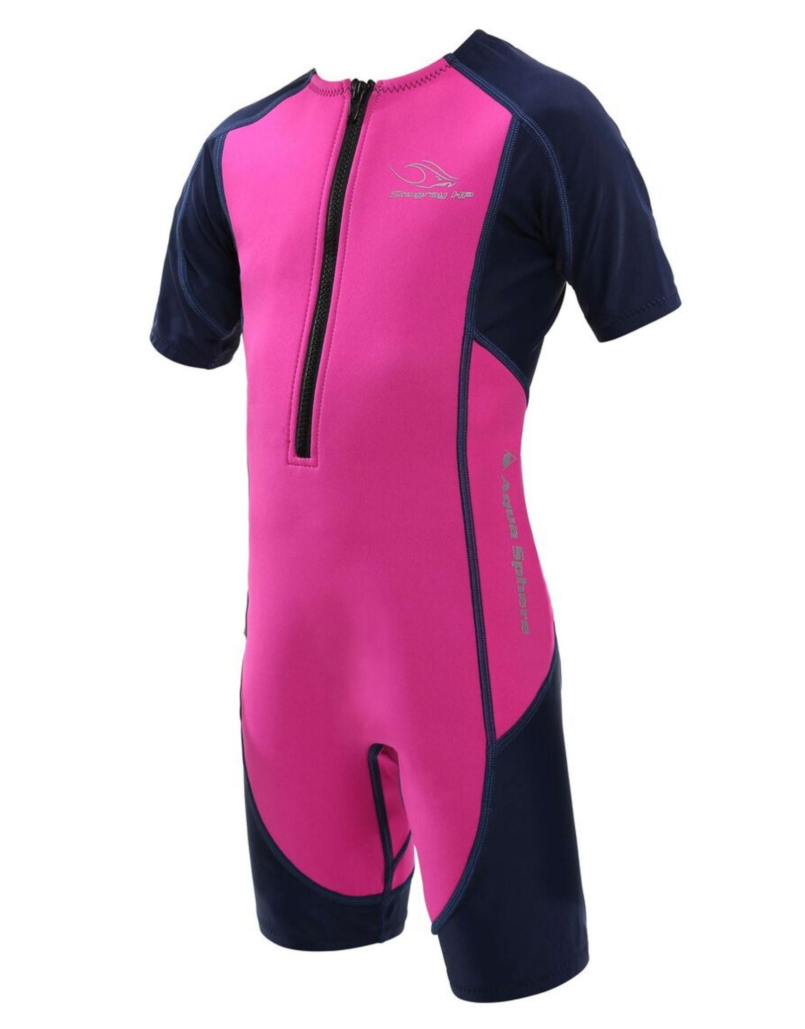 Stingray HP Short Sleeve Kids Wetsuit for Girls - Pink Rash Guard UV Protection Swimwear - Perfect for Beach, Pool & Water Sports