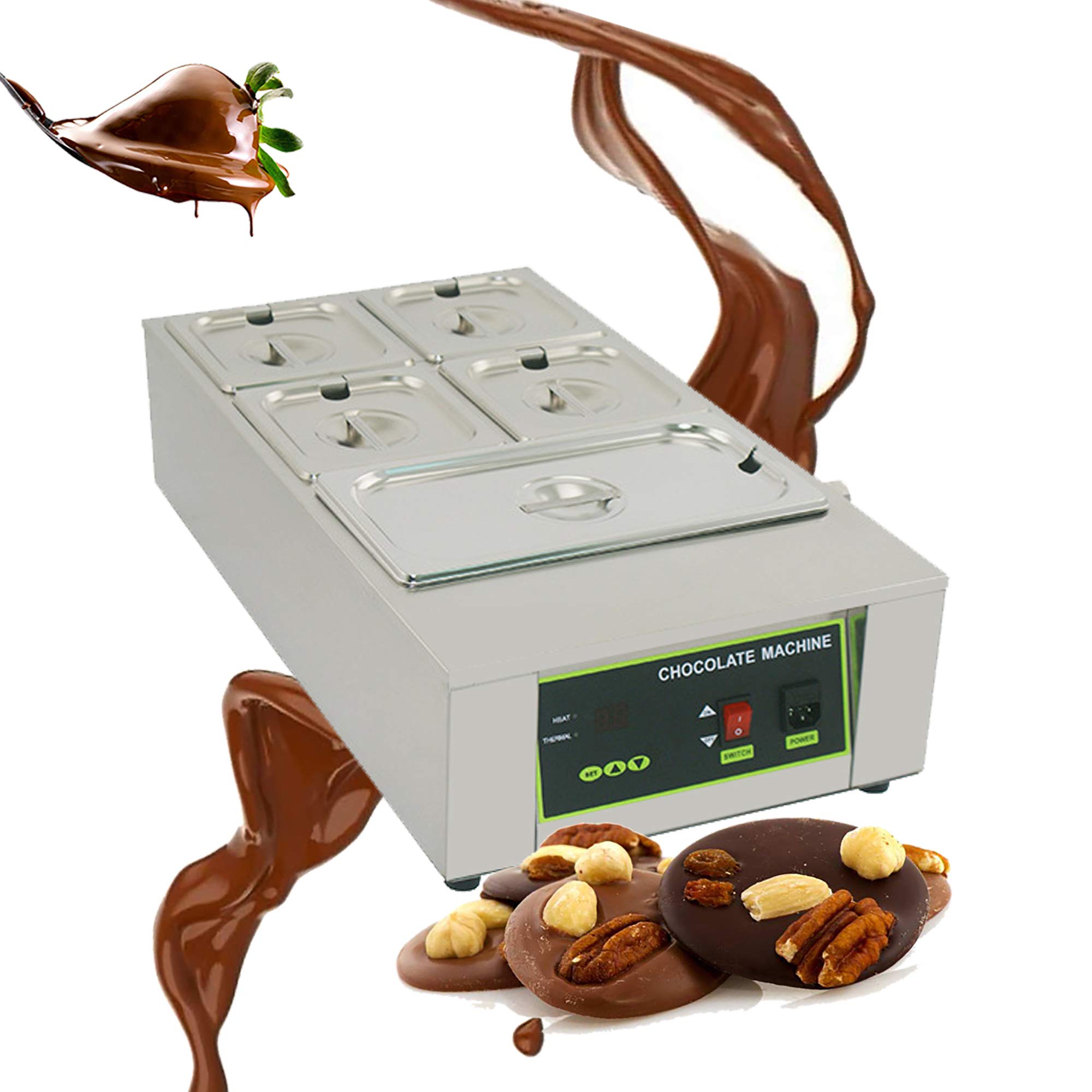 Commercial Chocolate Tempering Machine 1000W - 8KG Capacity Electric Chocolate Melter & Warmer with Air Heating (0-90℃) - Perfect for Bakeries, Candy Shops & Home Chocolate Making