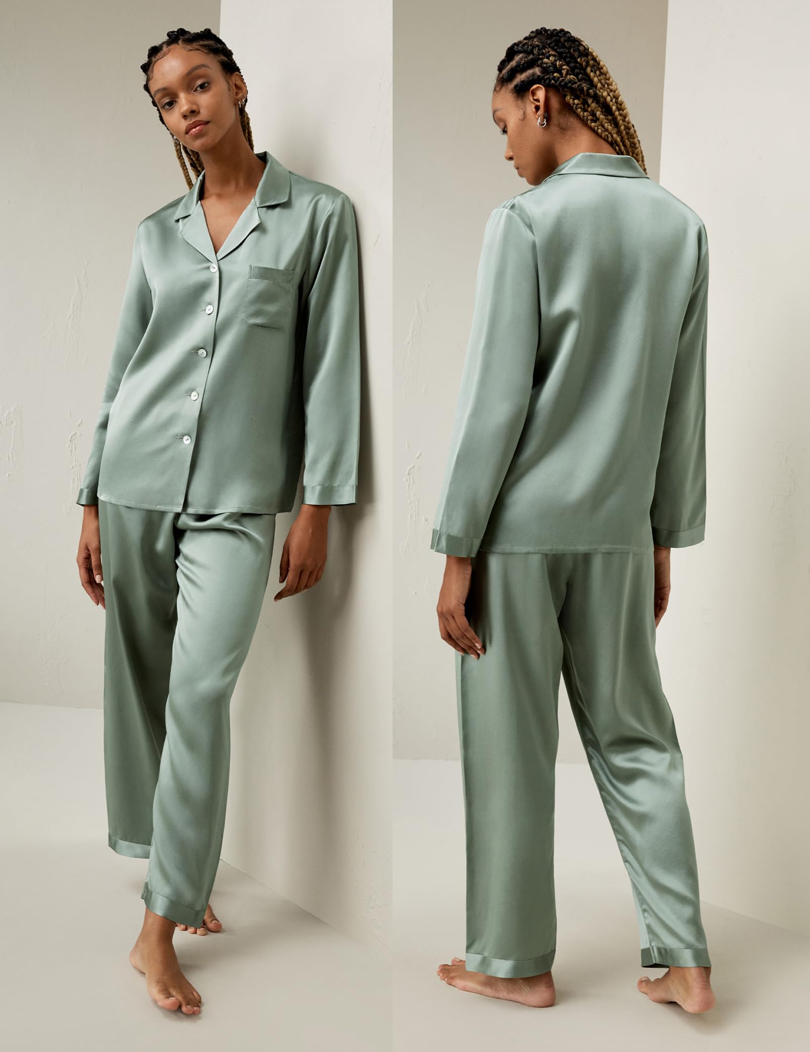 Luxury 100% Mulberry Silk Pajamas for Women - 22 Momme Pure Long Sleeve Full Length Silk Nightwear | Perfect for Relaxation, Bridal Shower Gifts & Spa Retreats
