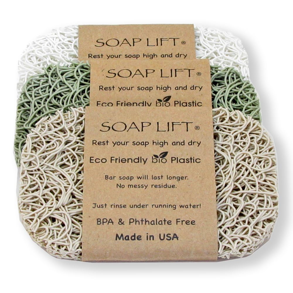 Eco-Friendly Soap Saver Set - 3-Pack Bar Soap Holder & Soap Tray for Shower, Bathroom Sink & Spa - Durable Sage White & Bone Soap Dish for Shampoo Bars | Perfect for Bathroom Organization & Sustainable Living