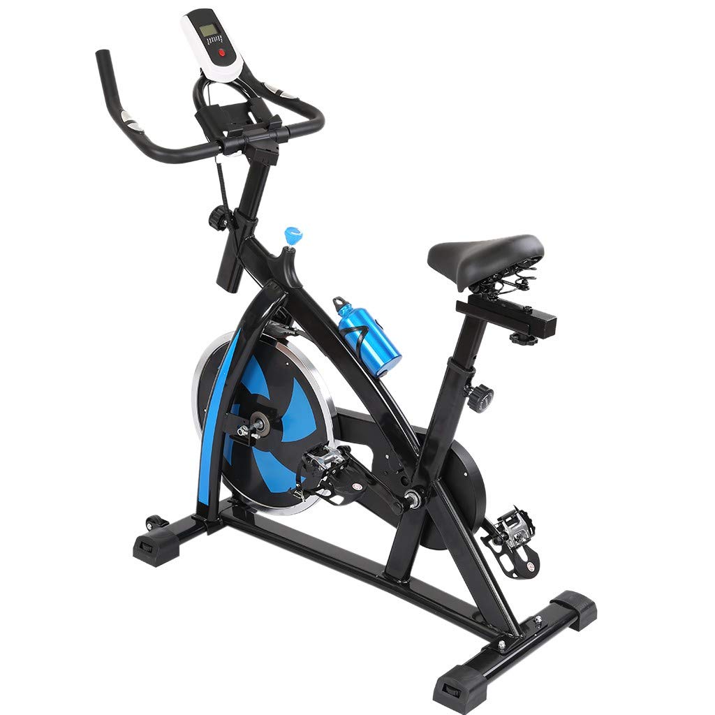 Printasaurus Indoor Cycling Exercise Bike - Stationary Bike with Tablet Holder, Comfortable Seat Cushion & Heavy Flywheel - Home Gym Equipment for Cardio Workouts (Blue)