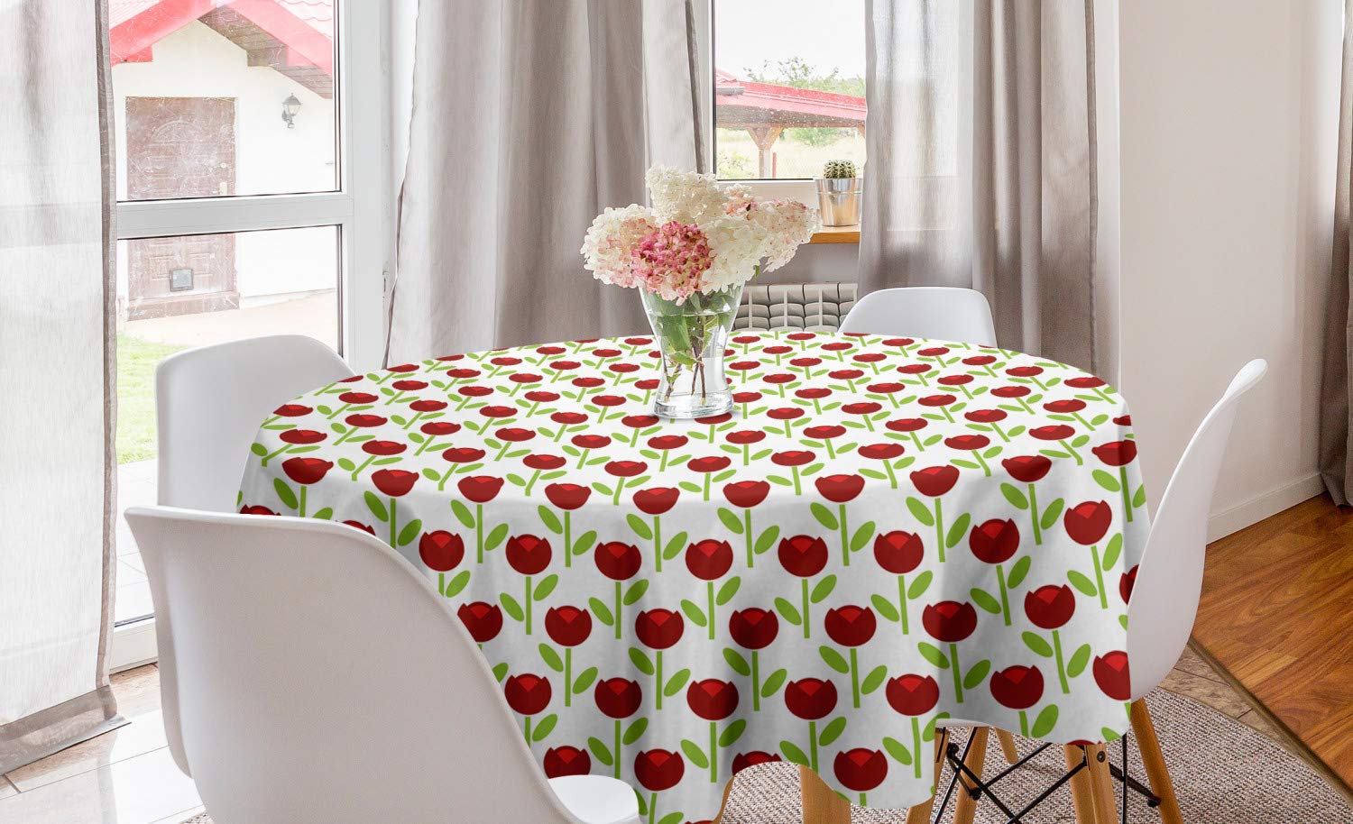 Ambesonne Floral Round Tablecloth 60