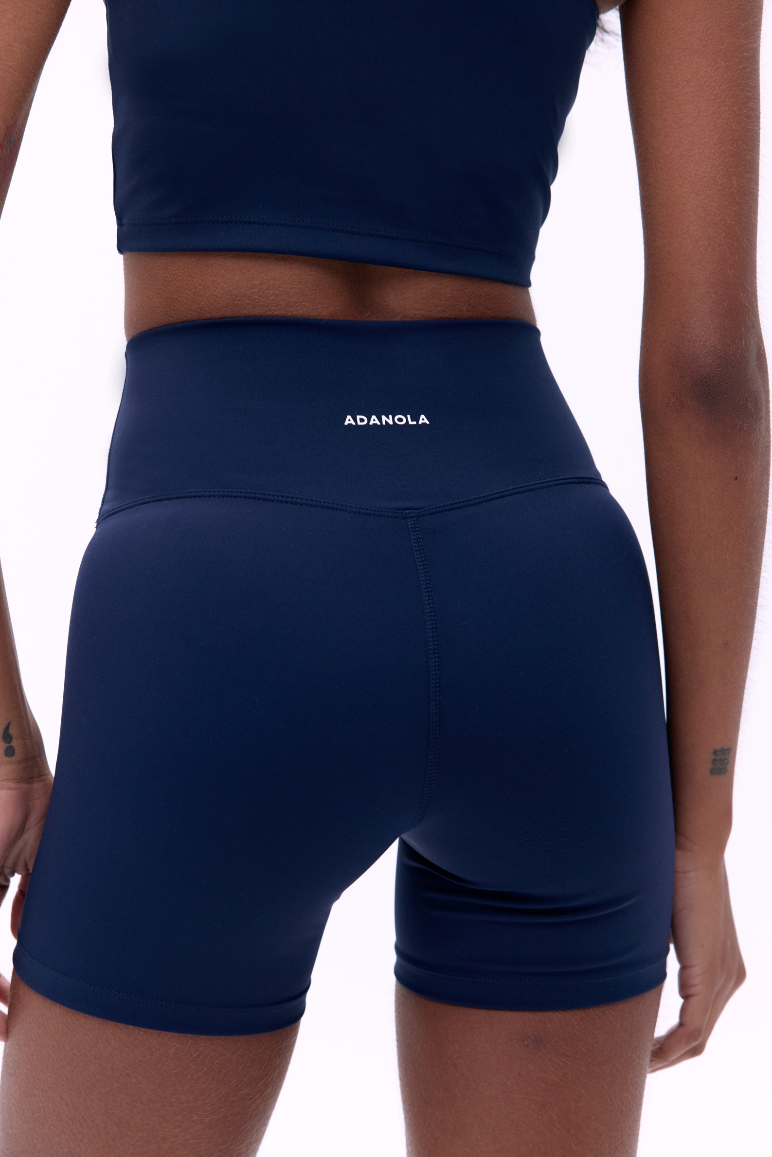 Ultimate Ultra Crop Shorts for Women - High Waisted Navy Blue Athletic Shorts for Running, Yoga & Gym Workouts
