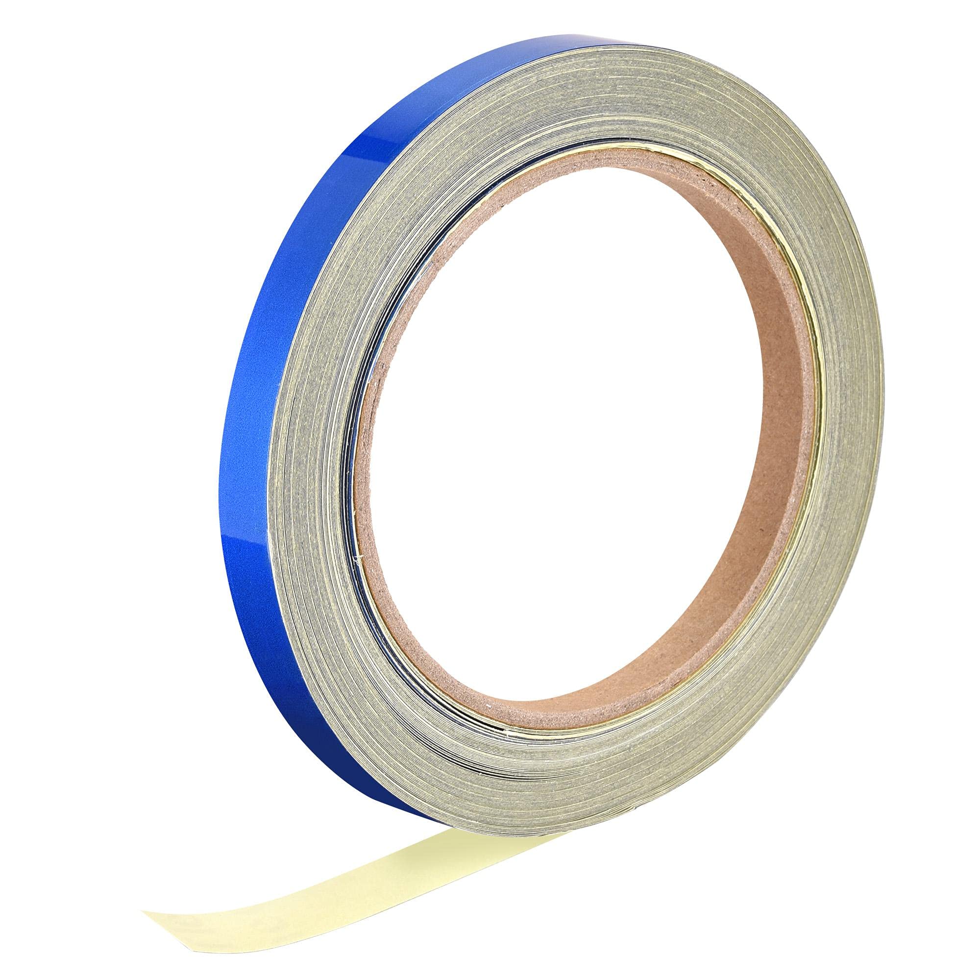 uxcell Blue Reflective Tape 10mm x 25m - Waterproof Safety Warning Tape for Bikes, RV, Boats & Outdoor Use - High Visibility Striping Marking for Night Cycling, Marine Safety & Vehicle Identification