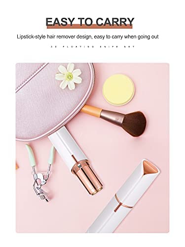 Women's Hair Remover - Mini Epilator & Trimmer for Face, Upper Lip, Chin, Eyebrows | Portable Lipstick-Shaped Design with Battery (Golden White) | Perfect for Travel, Home Use & Skincare Routine