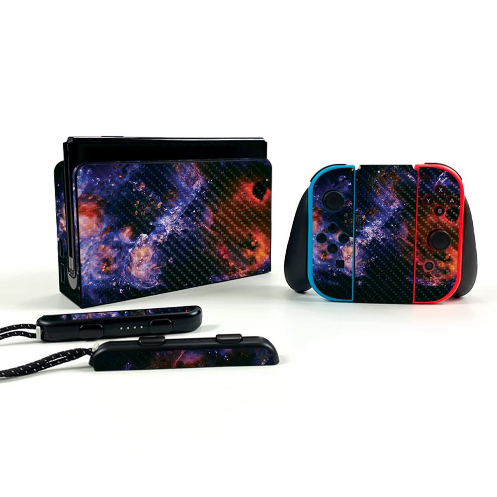 Premium Carbon Fiber Skin for Nintendo Switch OLED - Andromeda Design | Durable Protective Cover with Textured Finish | Easy to Apply & Remove | Made in USA | Perfect for Gaming, Travel & Style Customization