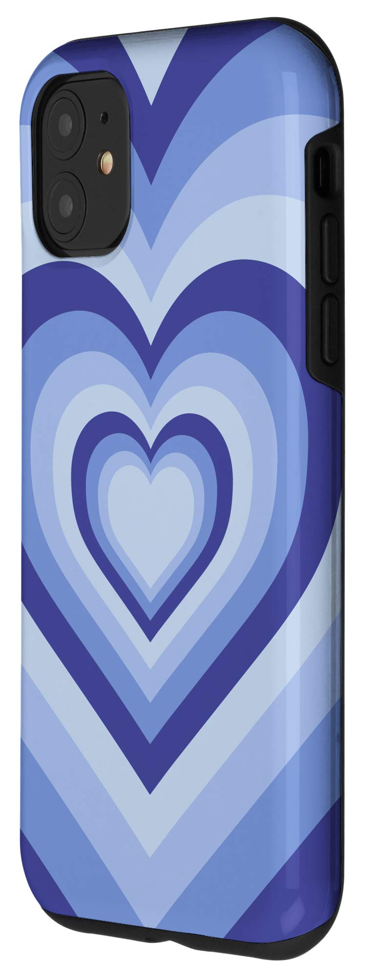iPhone 11 Case - Blue Love Heart Coffee Latte Pattern Cute Dark Protective Cover | Perfect for Everyday Use, Work & Travel