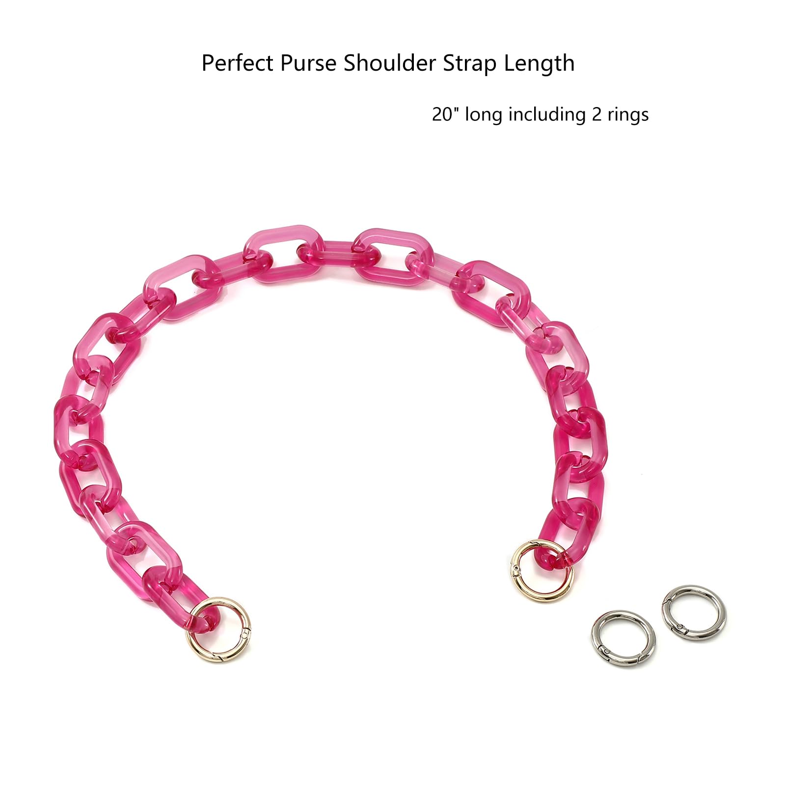 Chunky Acrylic Purse Strap Replacement - Rose Gold Bag Chain Handle for Handbag DIY Accessories & Decoration | Perfect for Crossbody Bags, Tote Bags & Fashion Accessories