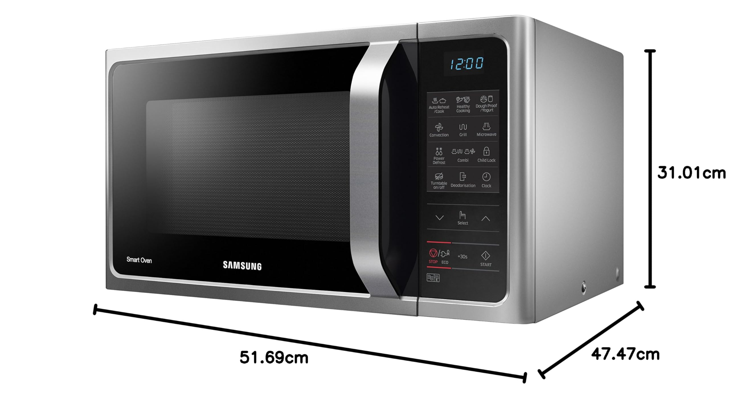 Samsung MC28H5013AS 900W 28L Silver Combination Microwave Oven - Perfect for Baking, Grilling & Quick Meals in Small Kitchens